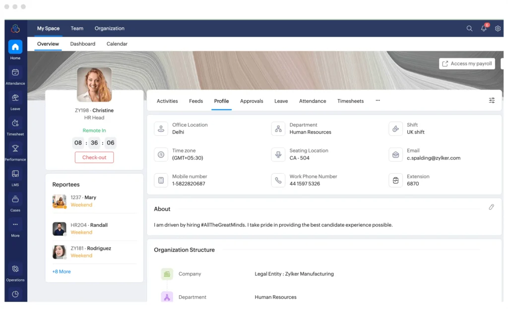 HRIS Application - Zoho People