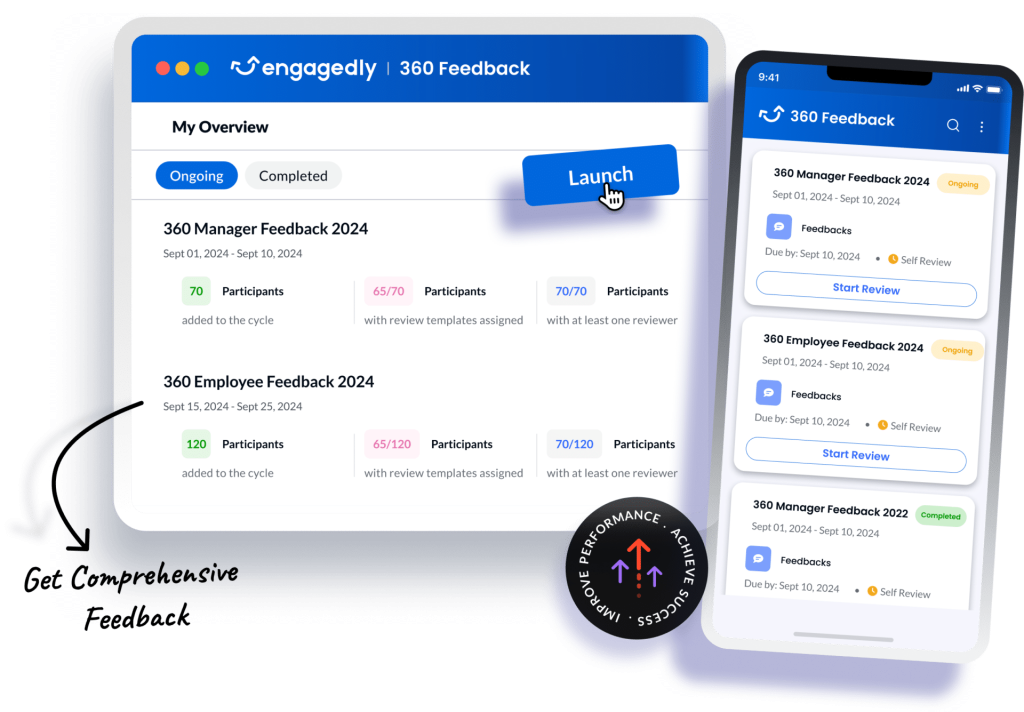 Engagedly 360 Degree Feedback Dashboard