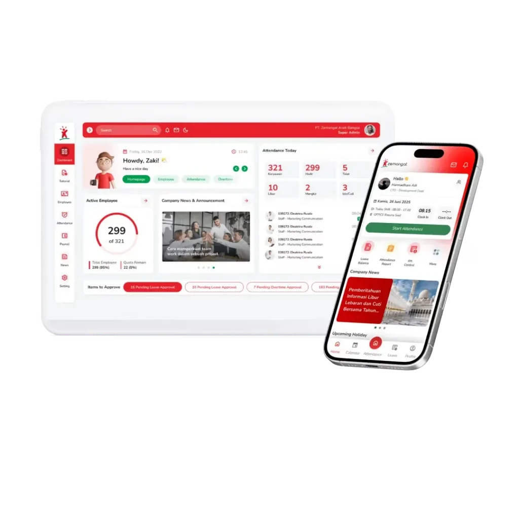 Dashboard Attendance Tracking Software – Zemangat